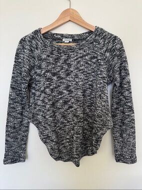 Cozy Black & White Marled Asymmetric Back Knit Sweater